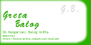 greta balog business card